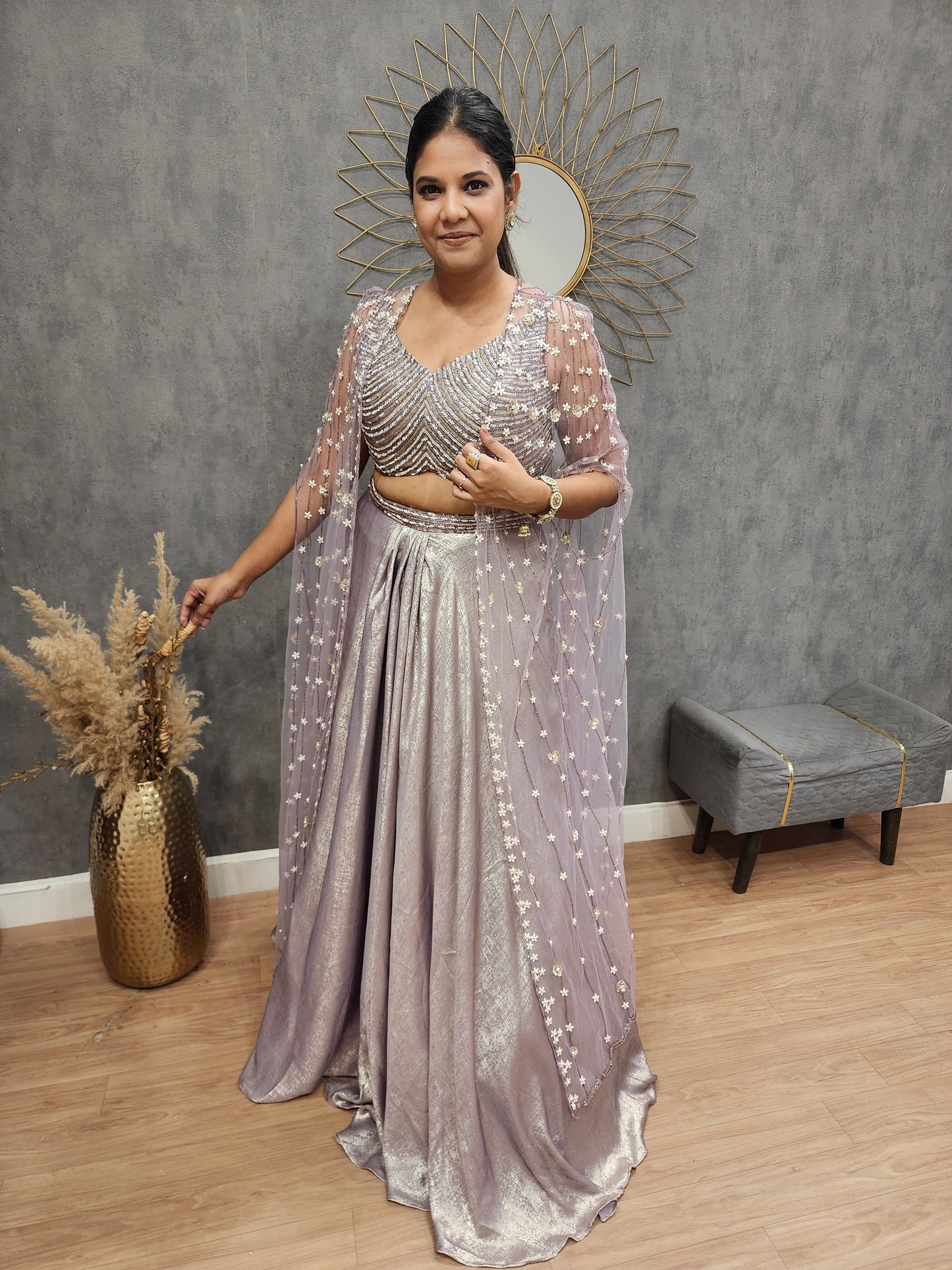 Mayra onion pink 3piece indowestern dress
