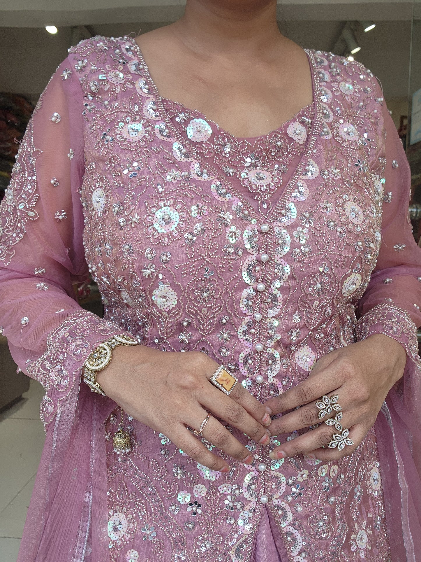 Kurbat onion pink indowestern dress