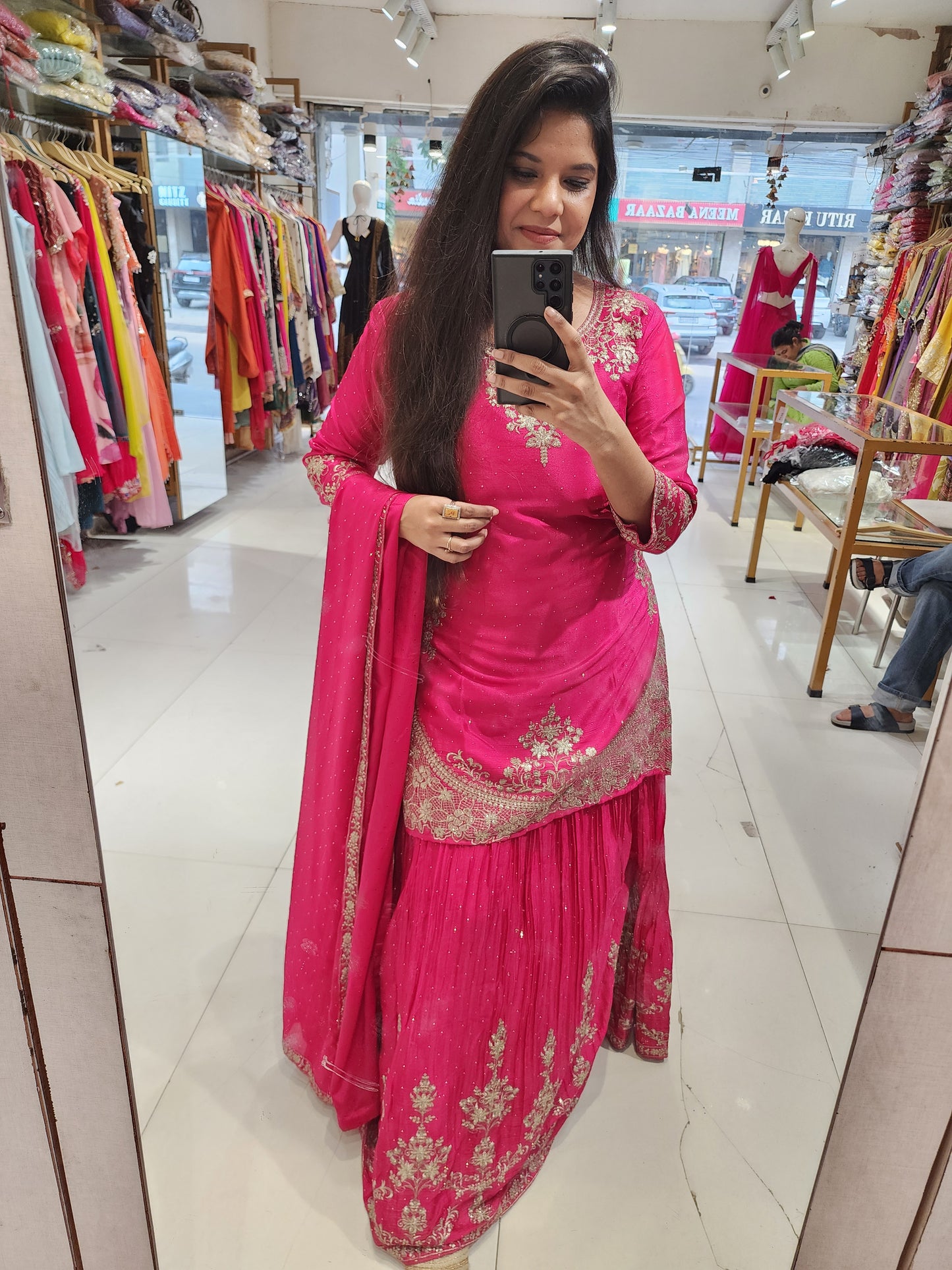 Sakeena hotpink indowestern dress
