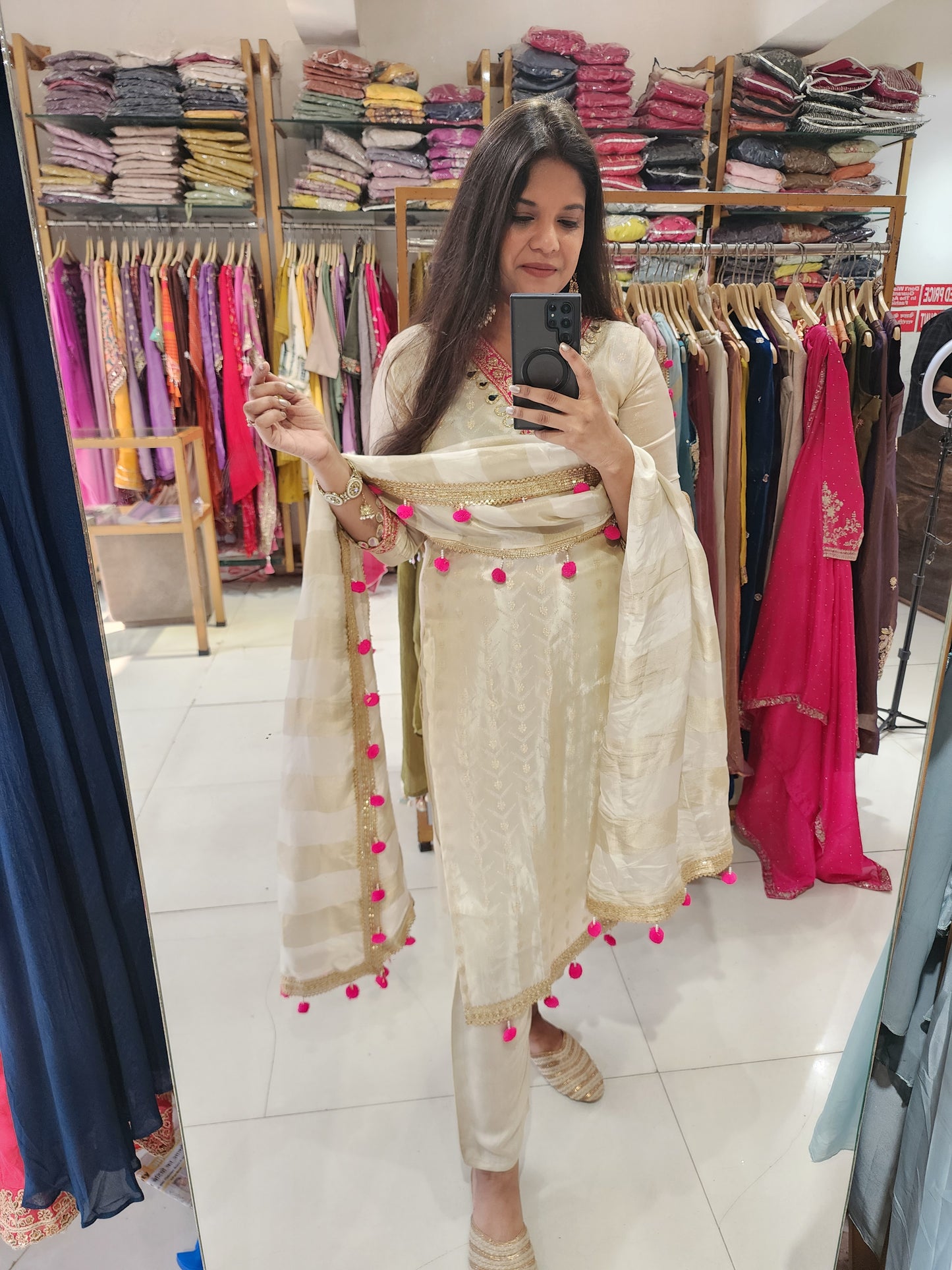 Rangrez off white straight suit