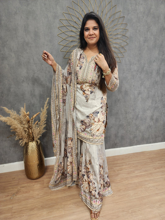 Zeenat digital print garara suit