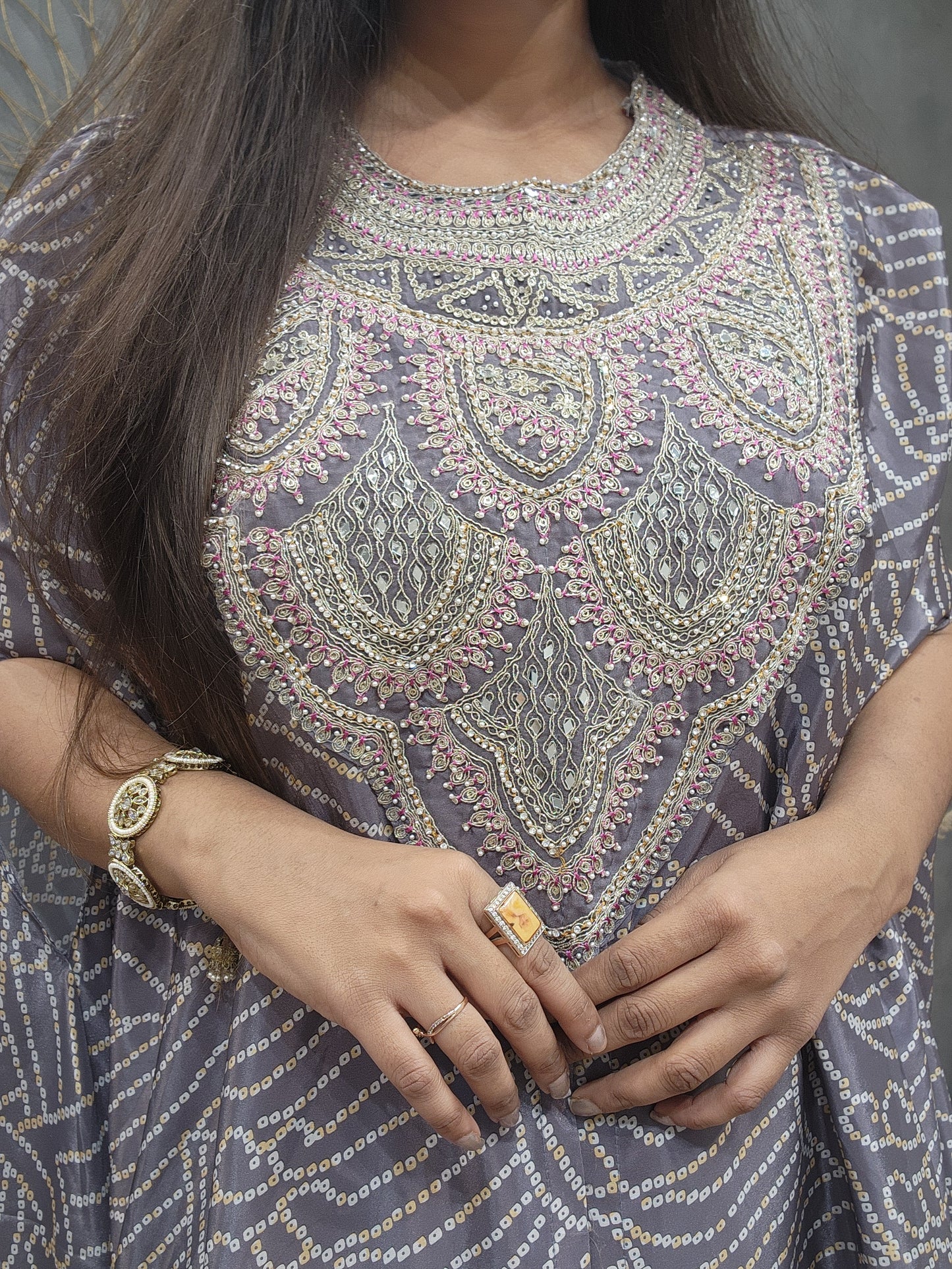 Kalki bandhani cape indowestern cowl dress