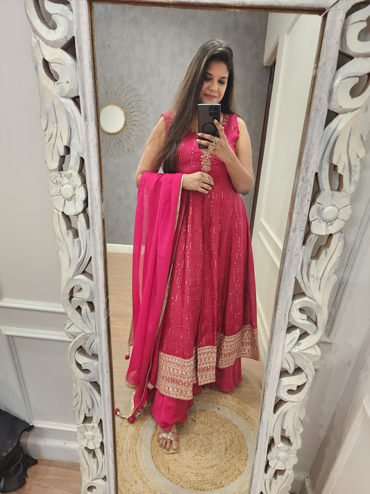Pink centre slit indowestern dress