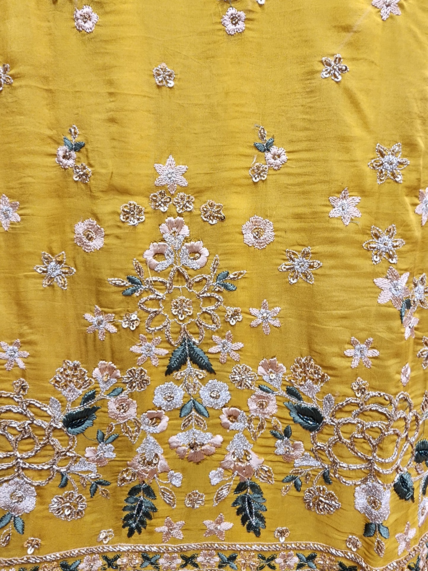 Karma mustard yellow long kurta with skirt