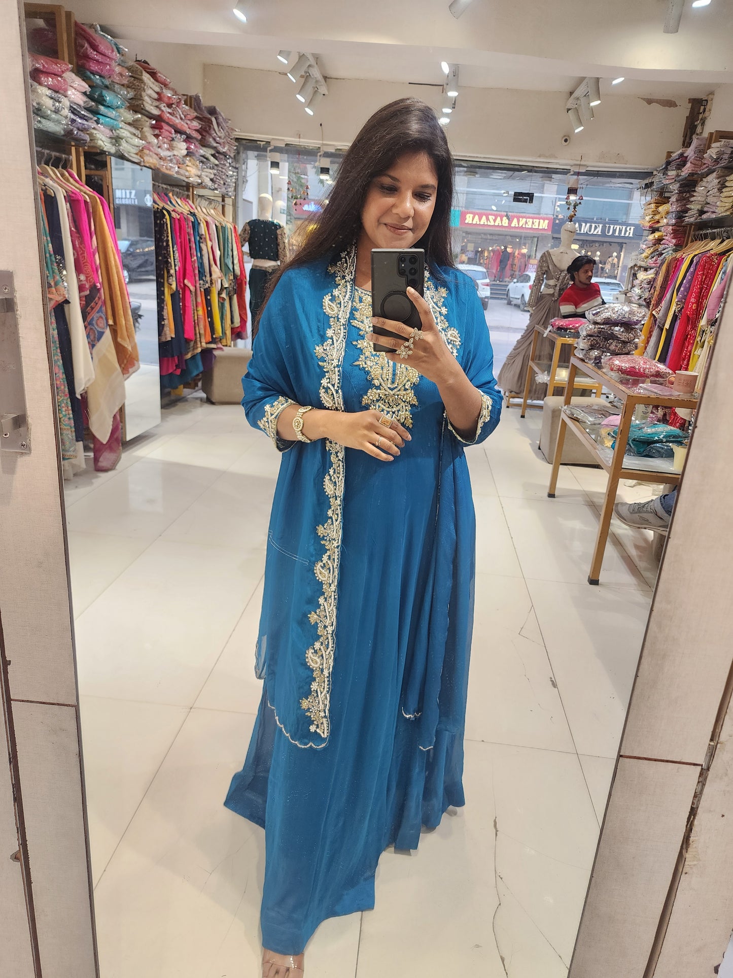 Long maxi gown with dupatta