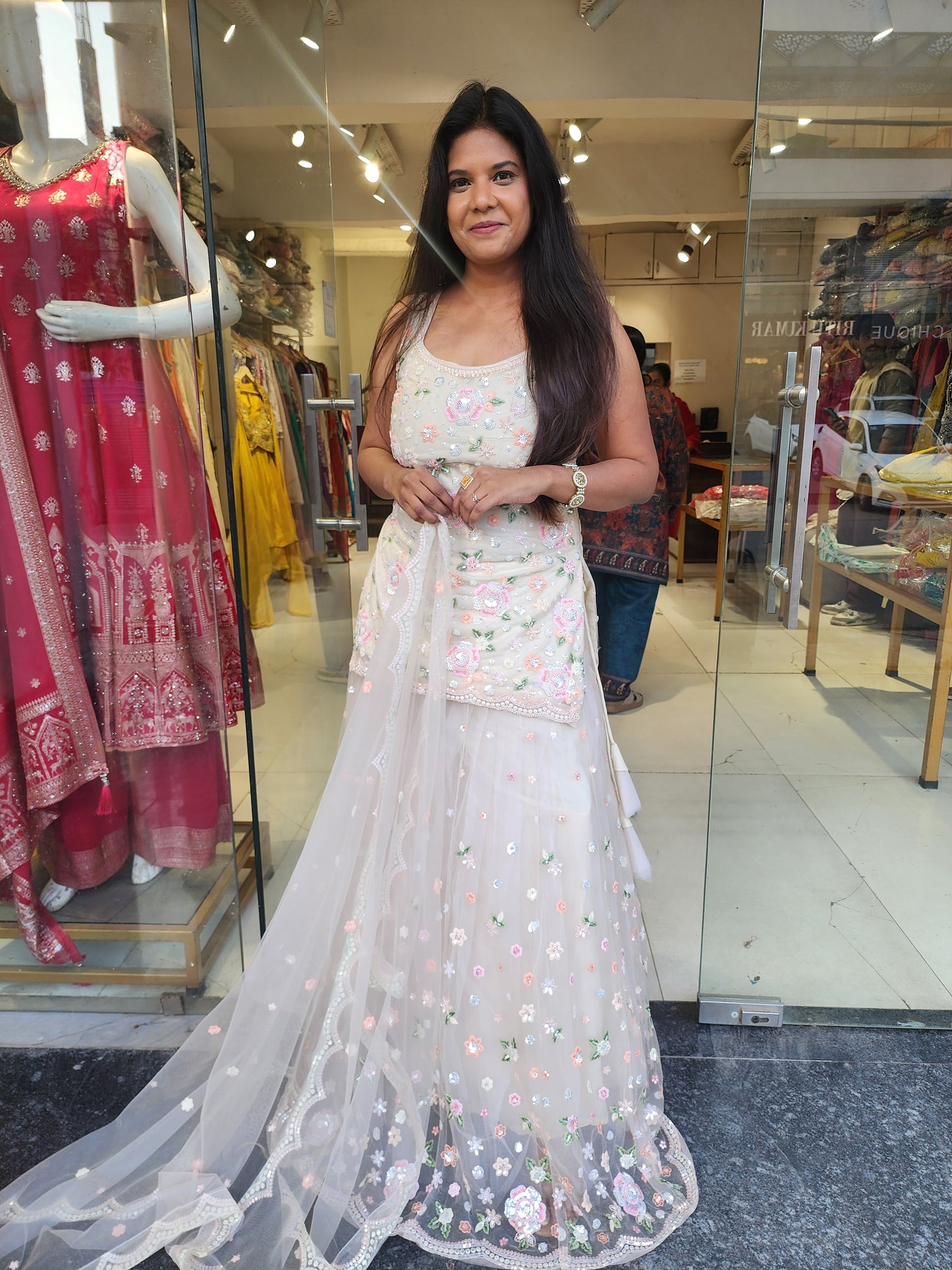 Floral Short kurti with skirt