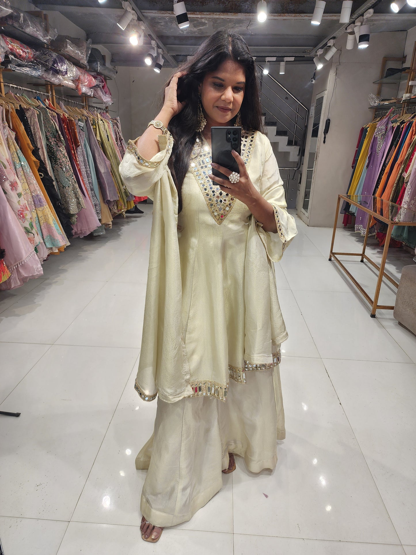 Layla off white indowestern dress