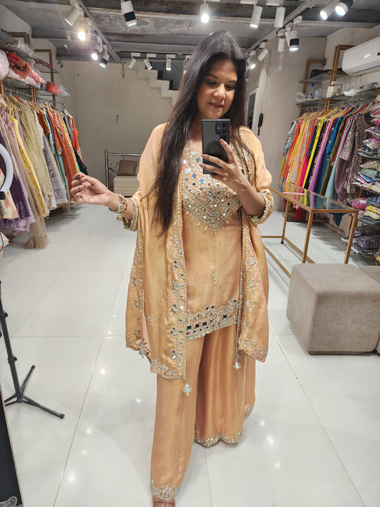 Mirror work sharara suit