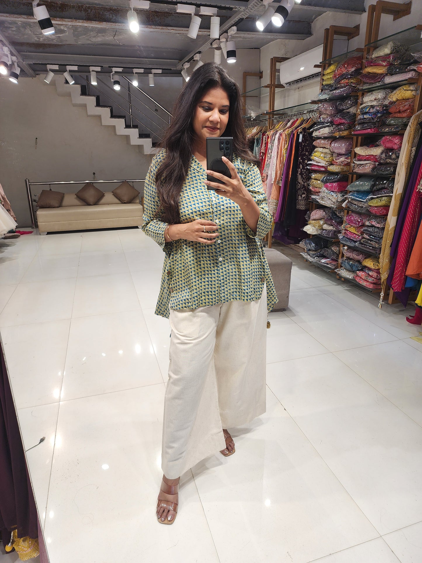 Muslin shirt with linen pants