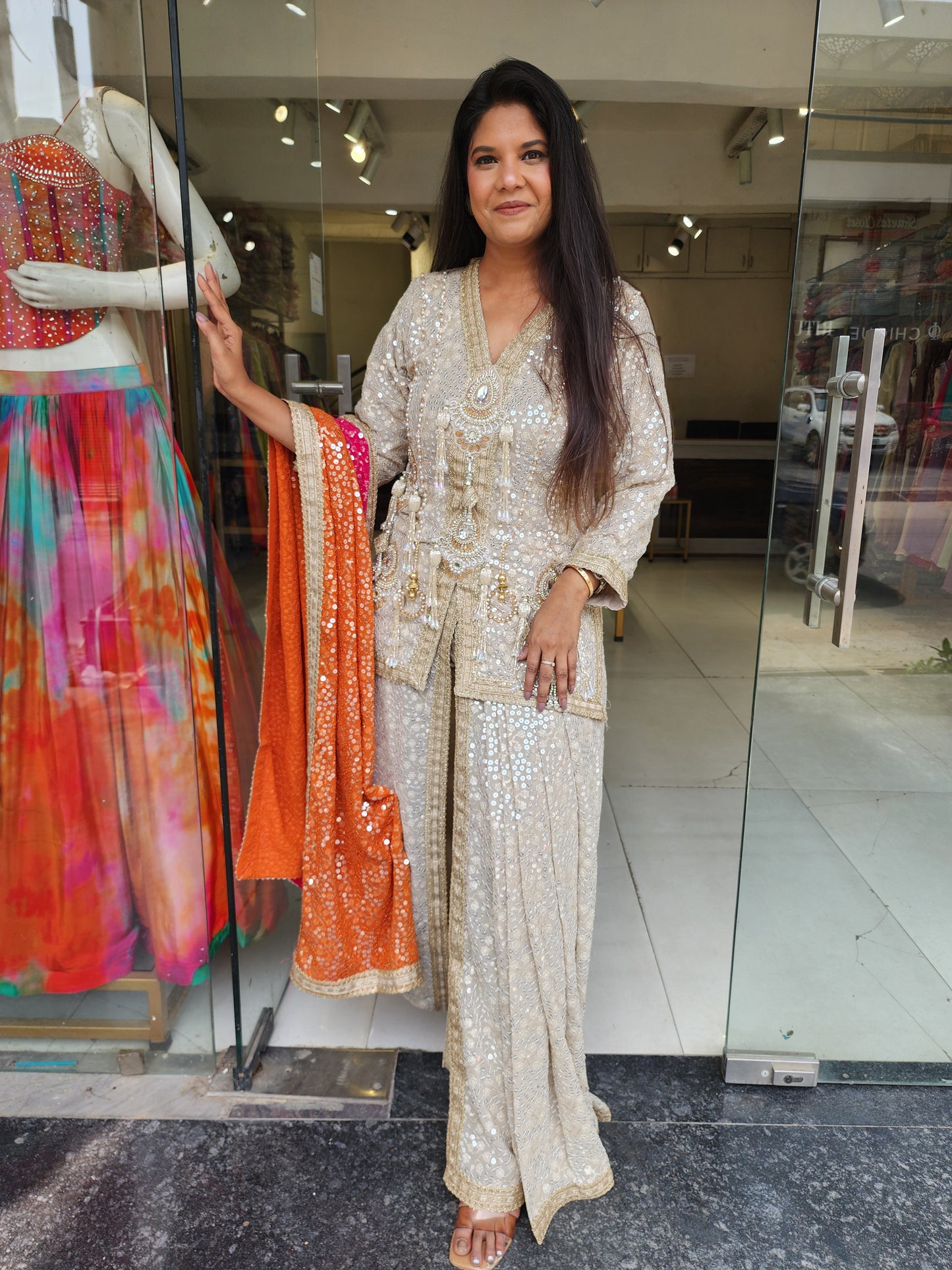 Bling cowl style dhoti set