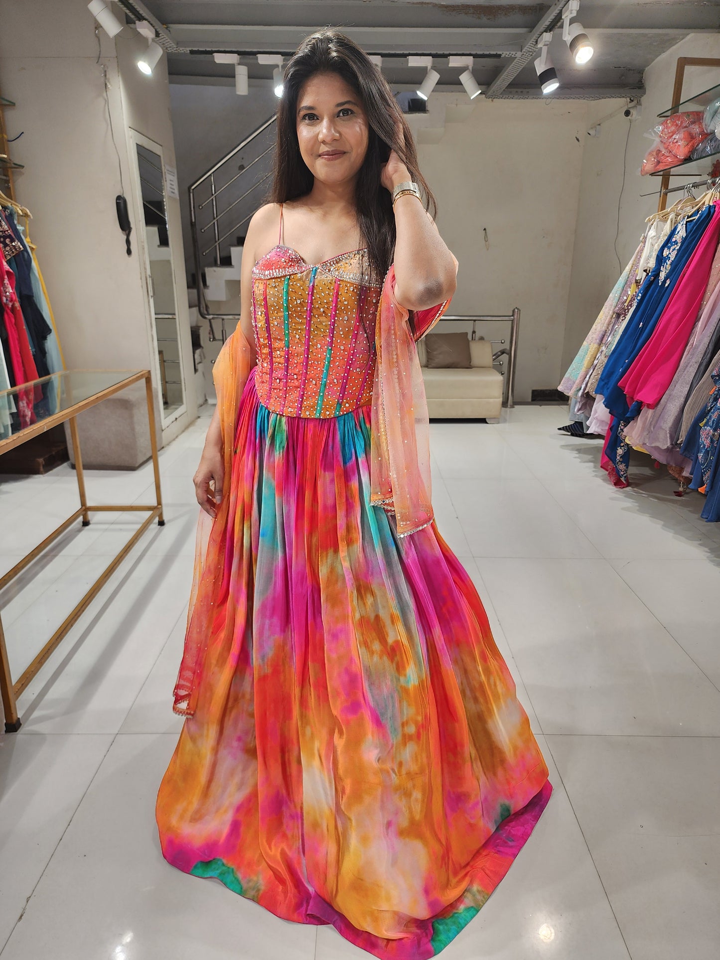 Multi colour carnival lehenga