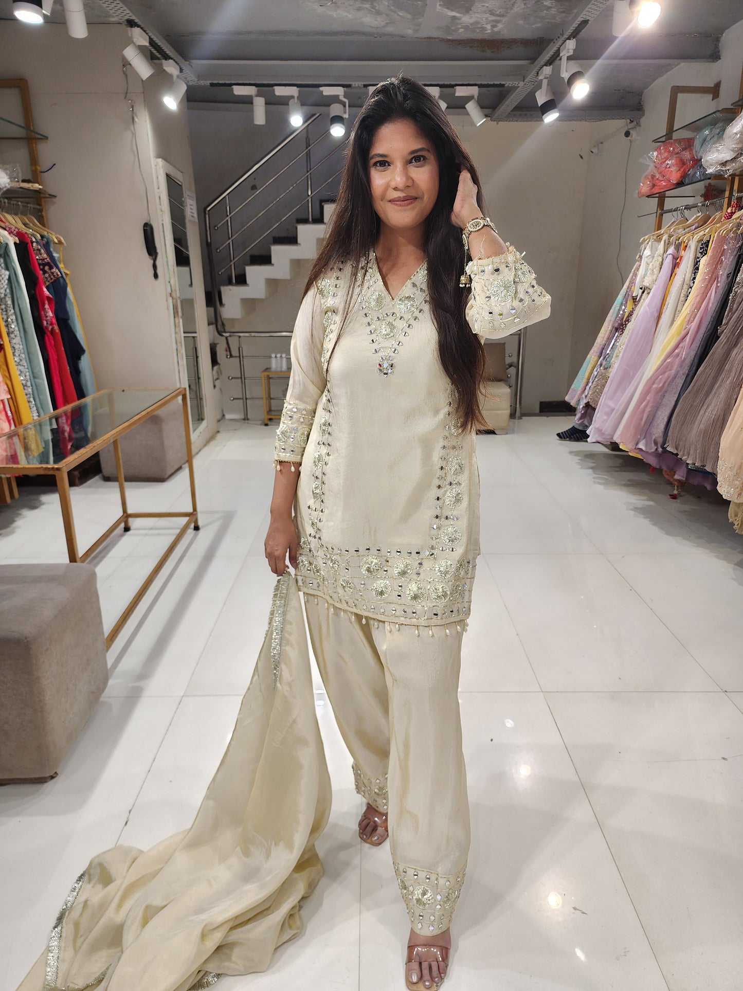 Shimmer tissue farshi salwar