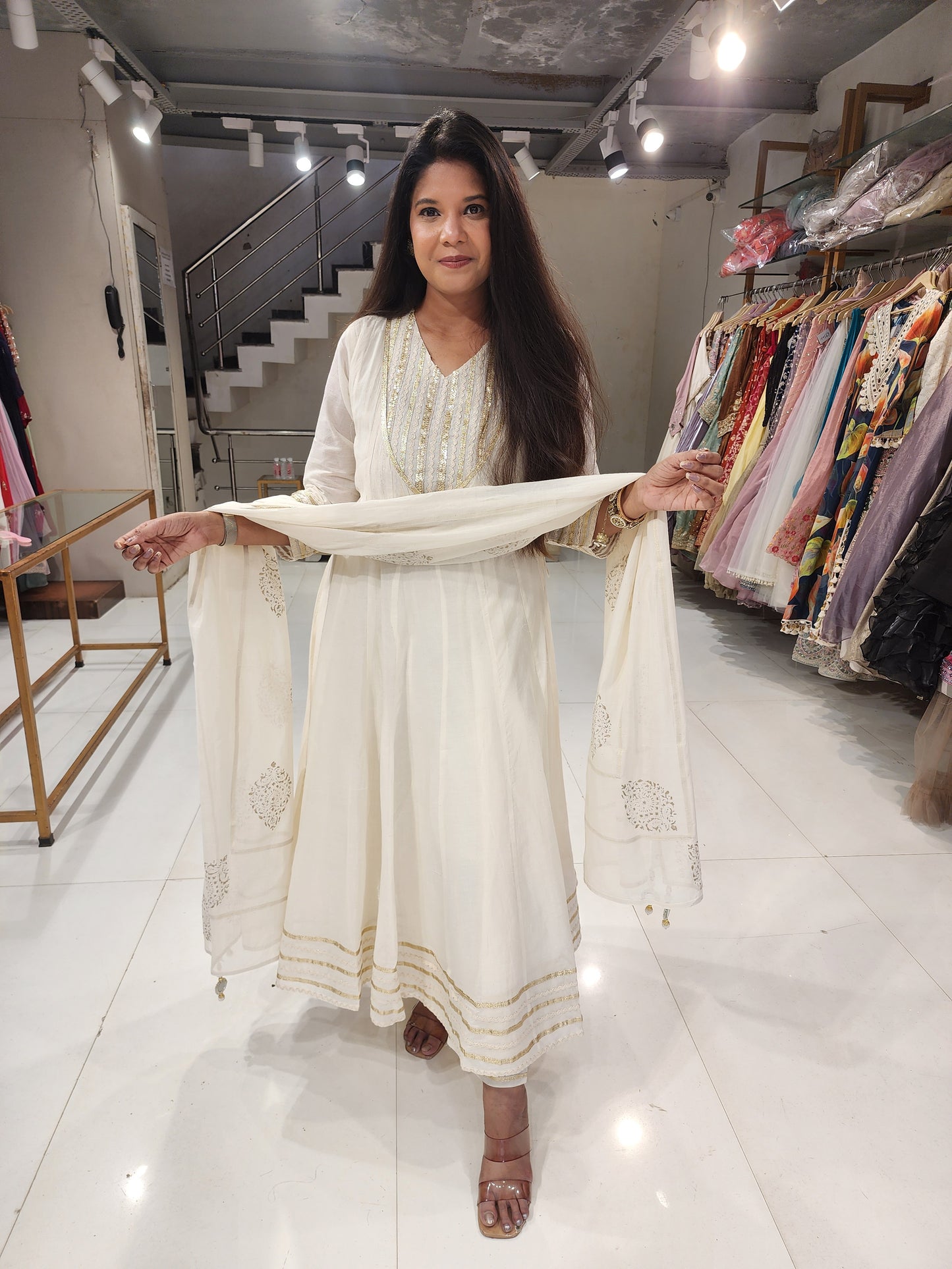 Angrakha mull cotton anarkali suit