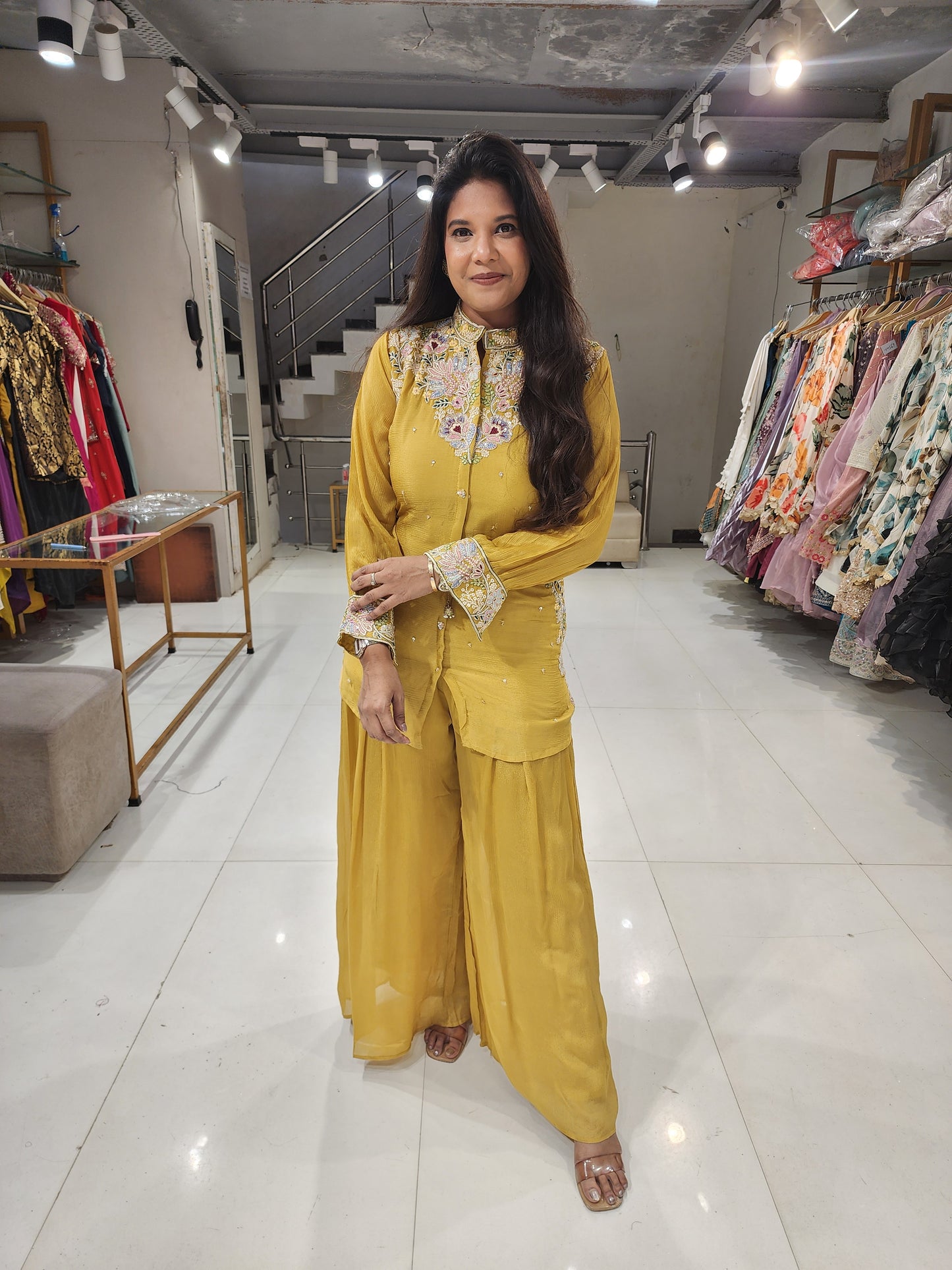 Yellow embroided co-ord set