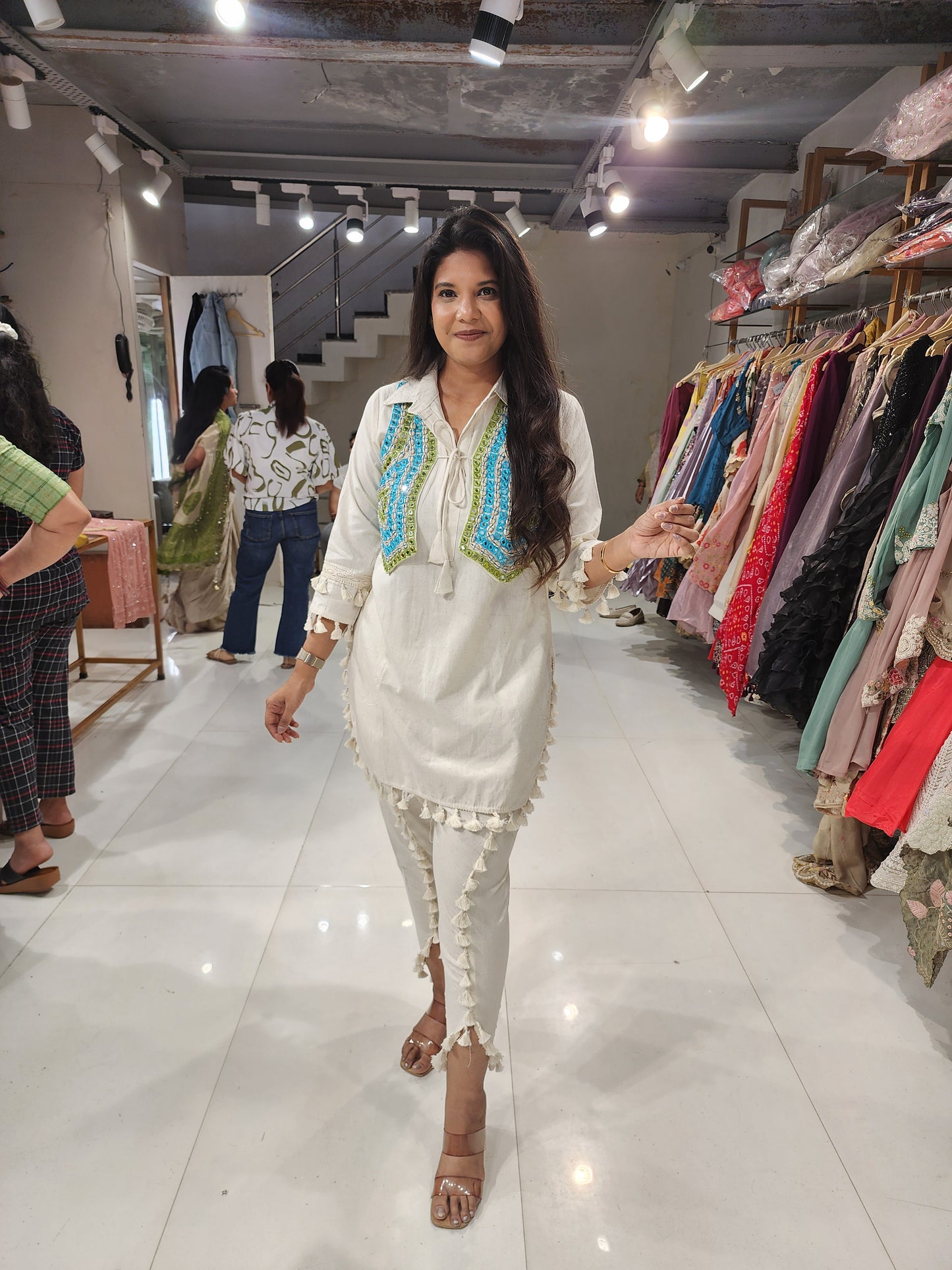 Boho short koti tulip linen set