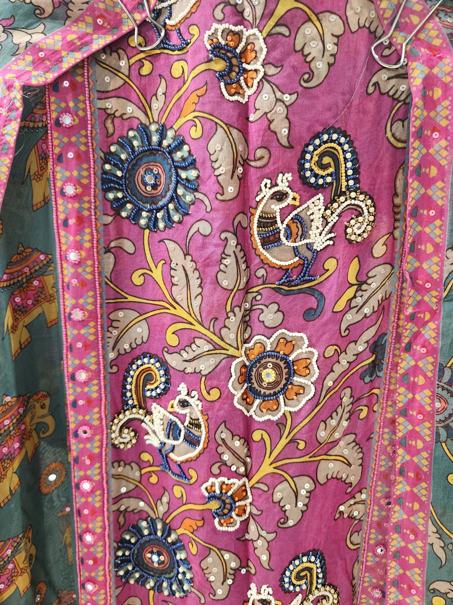 Unstitched organza kanha suit