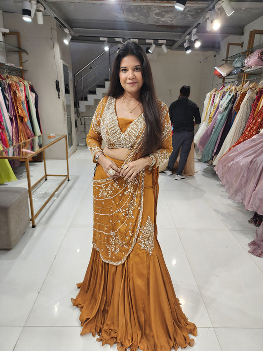 Fishcut crepe lehenga set