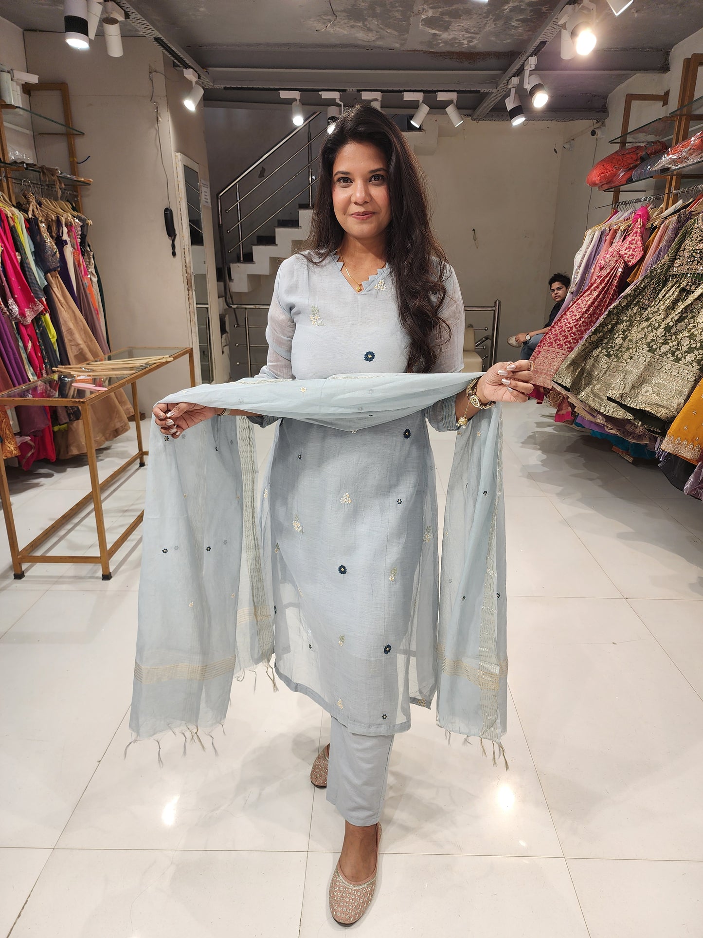 Celebrity inspired A line mull suit