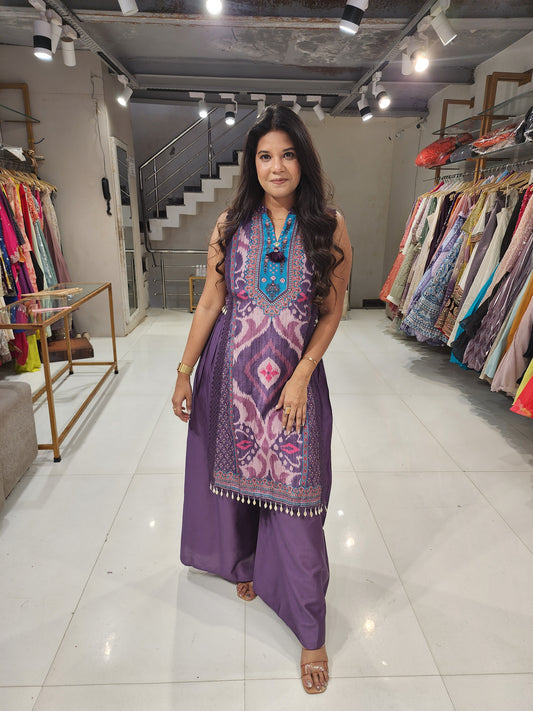 Ikkat purple co-ord set
