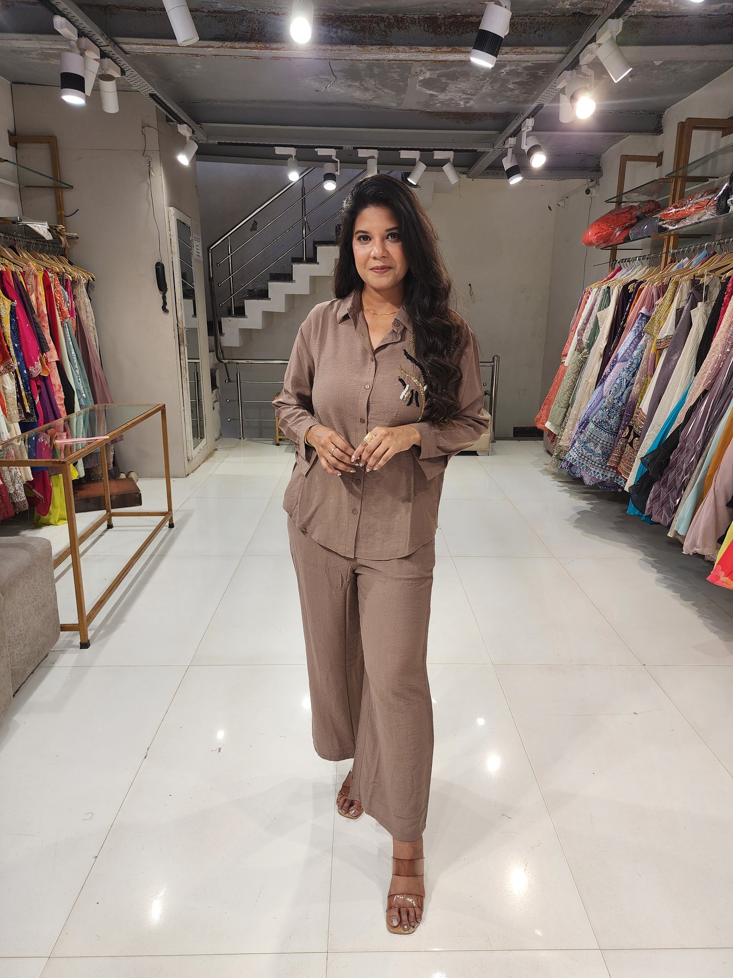 Brown banana crepe co-ord set