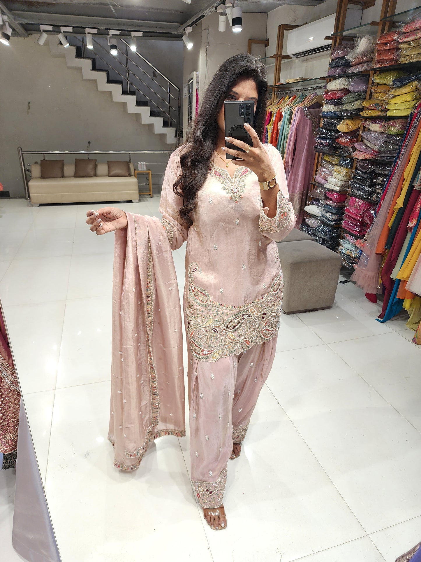 Embellished farshi salwar suit