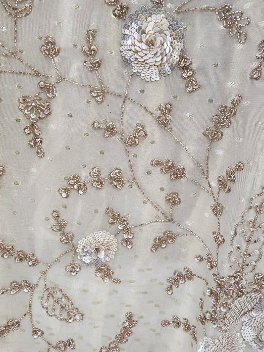 Pure organza tissue handwork unstitched suit