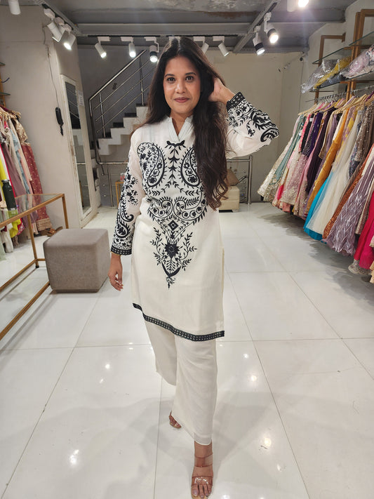 Mull cotton embroided co-ord set