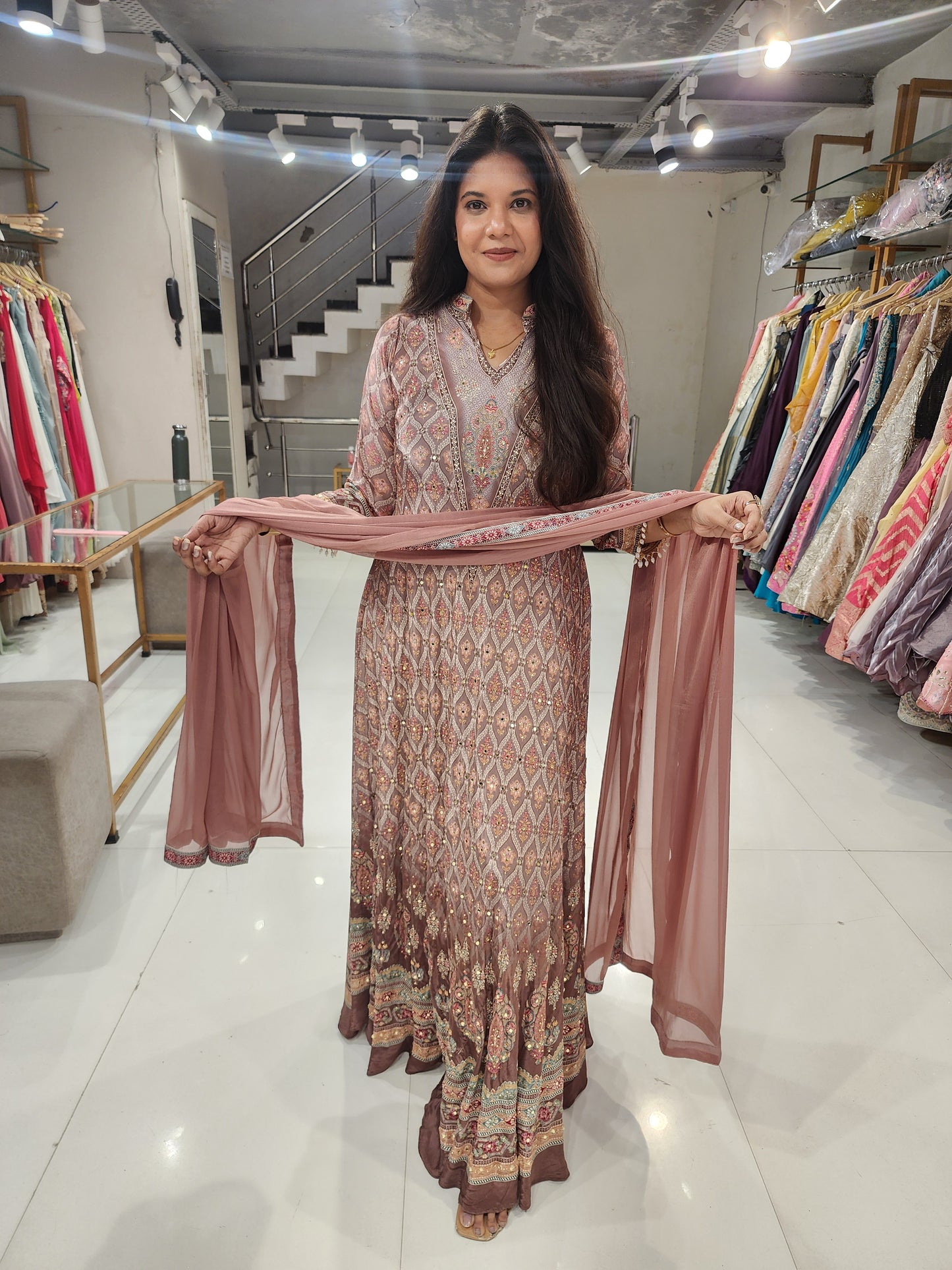 Crepe anarkali suit