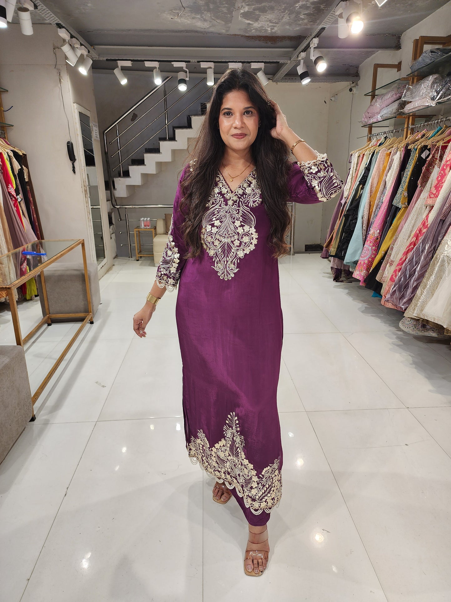 Side cut kareena crepe co-ord set