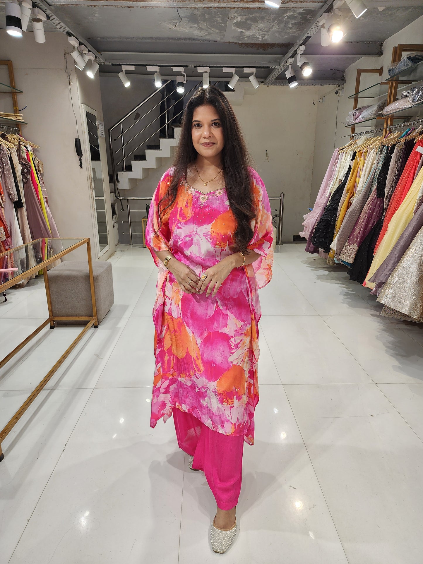 Crepe kaftaan suit