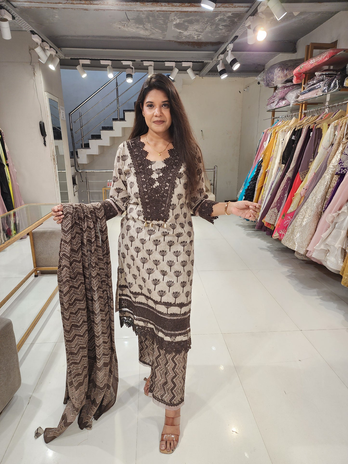 Curosia lace straight cut suit