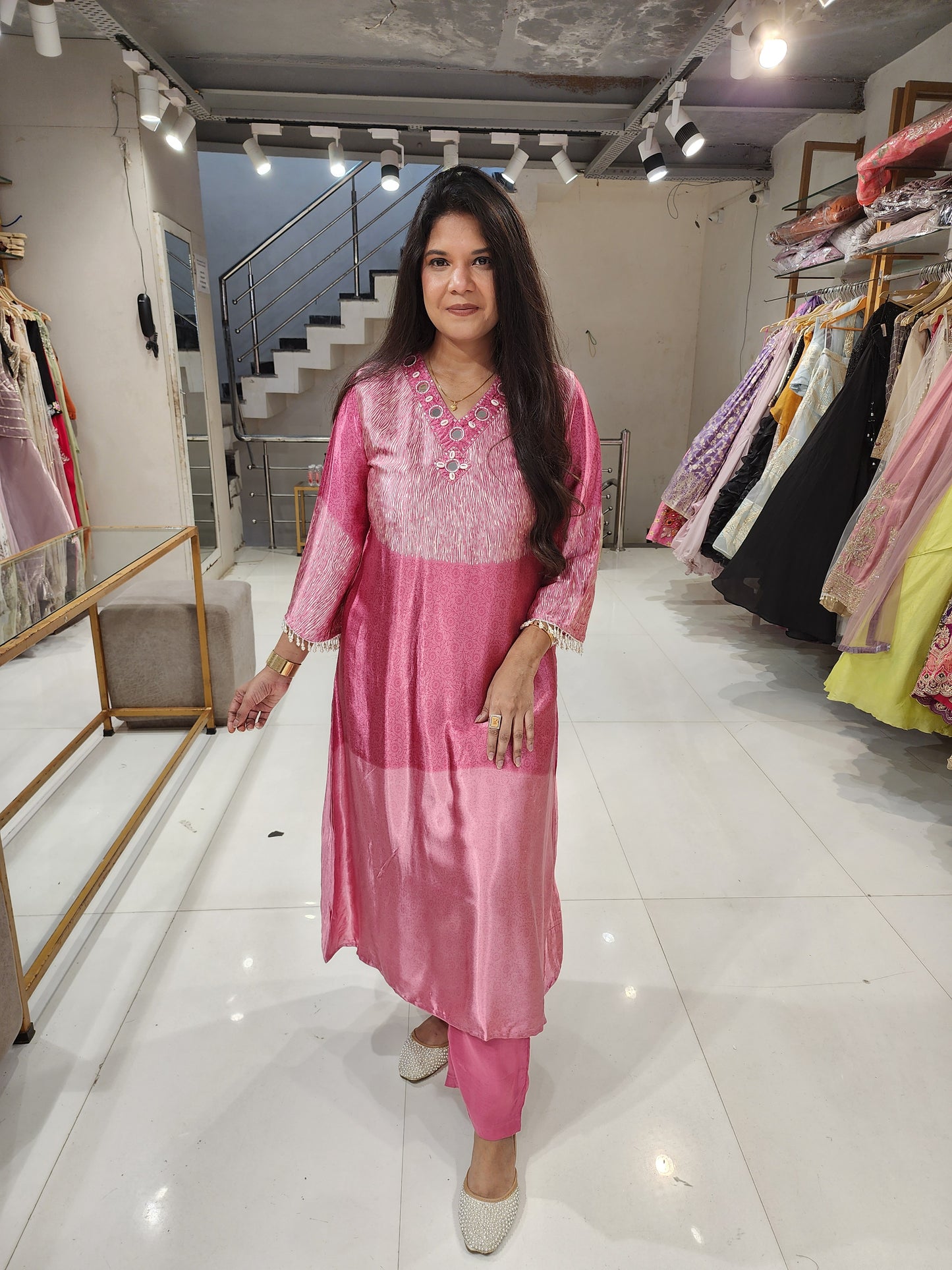 Gajji silk mirror work co-ord set