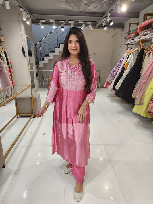 Gajji silk mirror work co-ord set