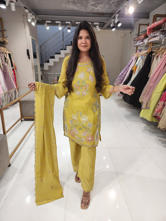 Embroided co-ord set with dupatta