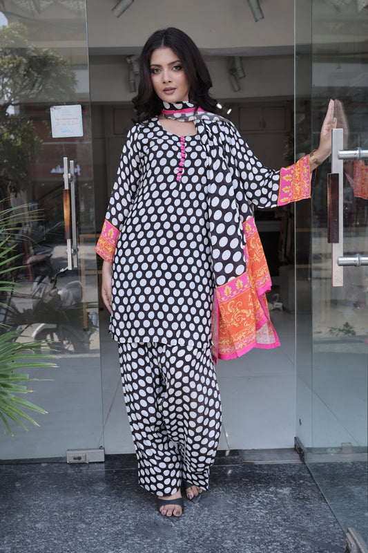 Polka dot farshi crepe salwar suit