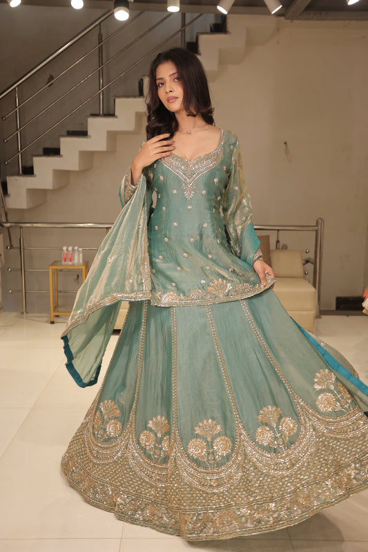 Long blouse indowestern lehenga set