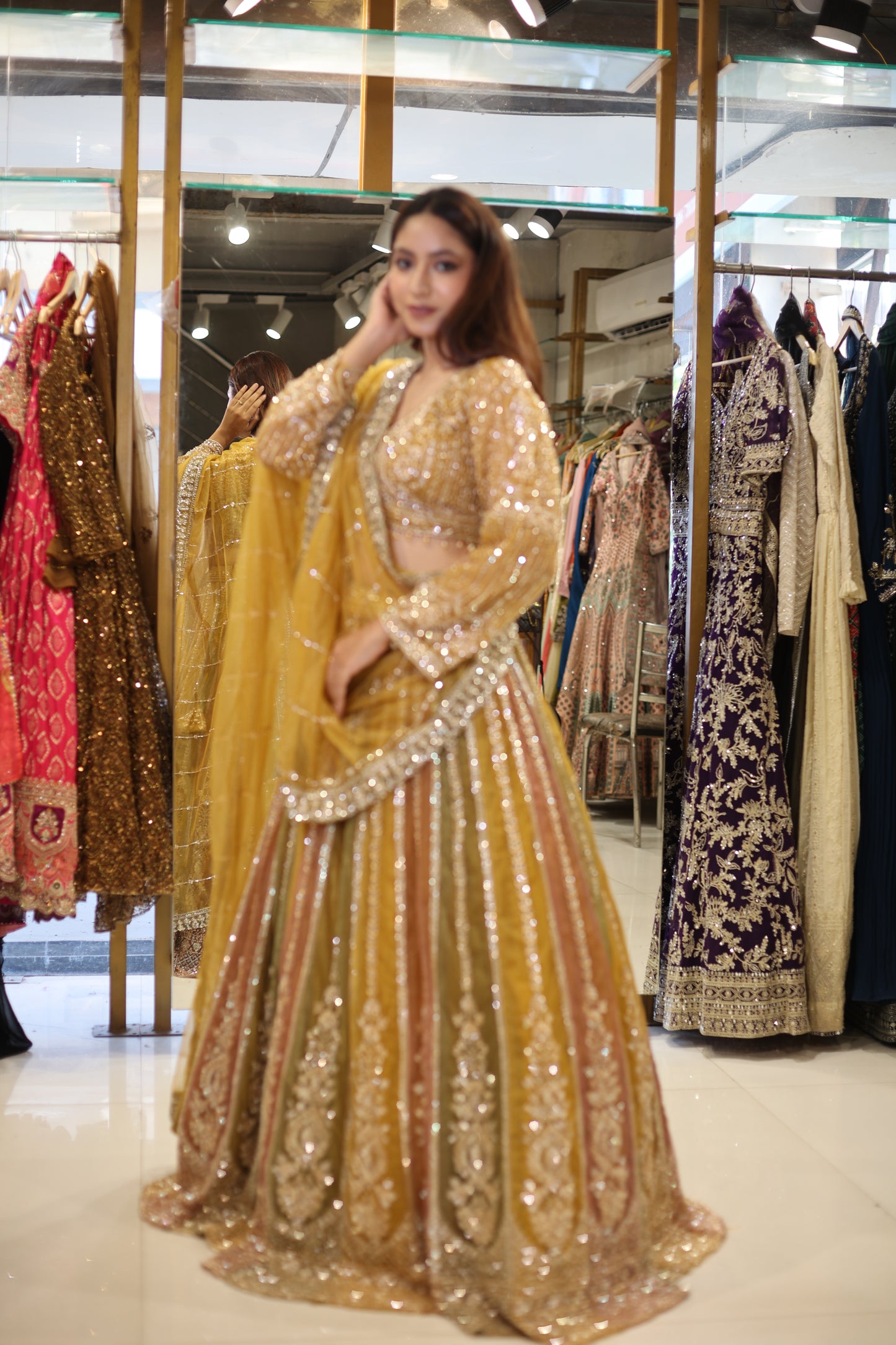 Multi kali organza lehenga set