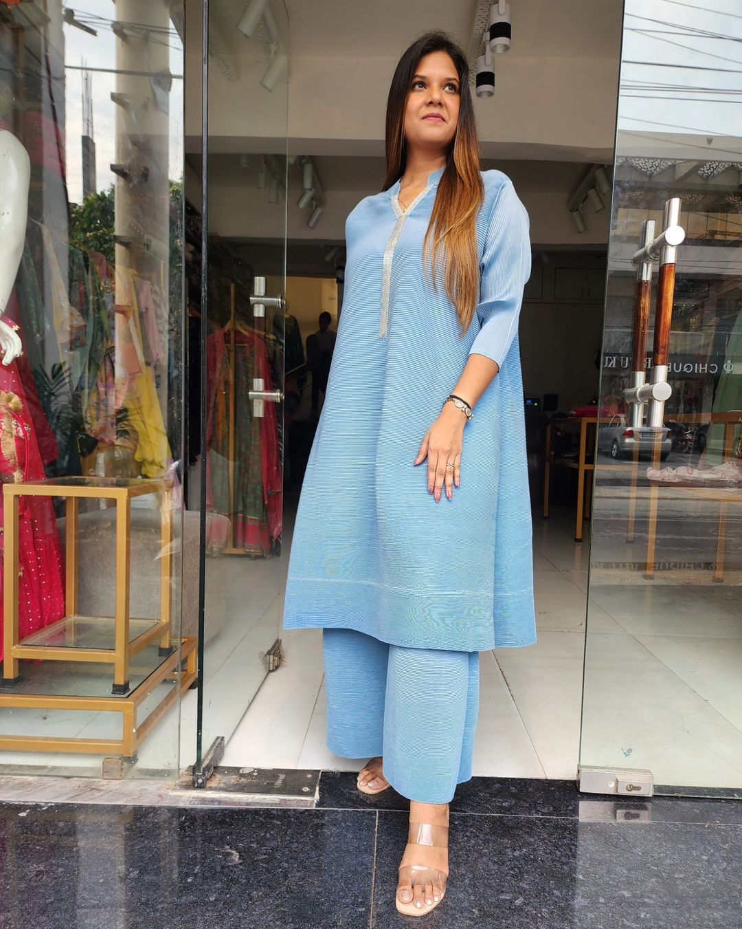 POWDER BLUE WRINKLE CORD SET