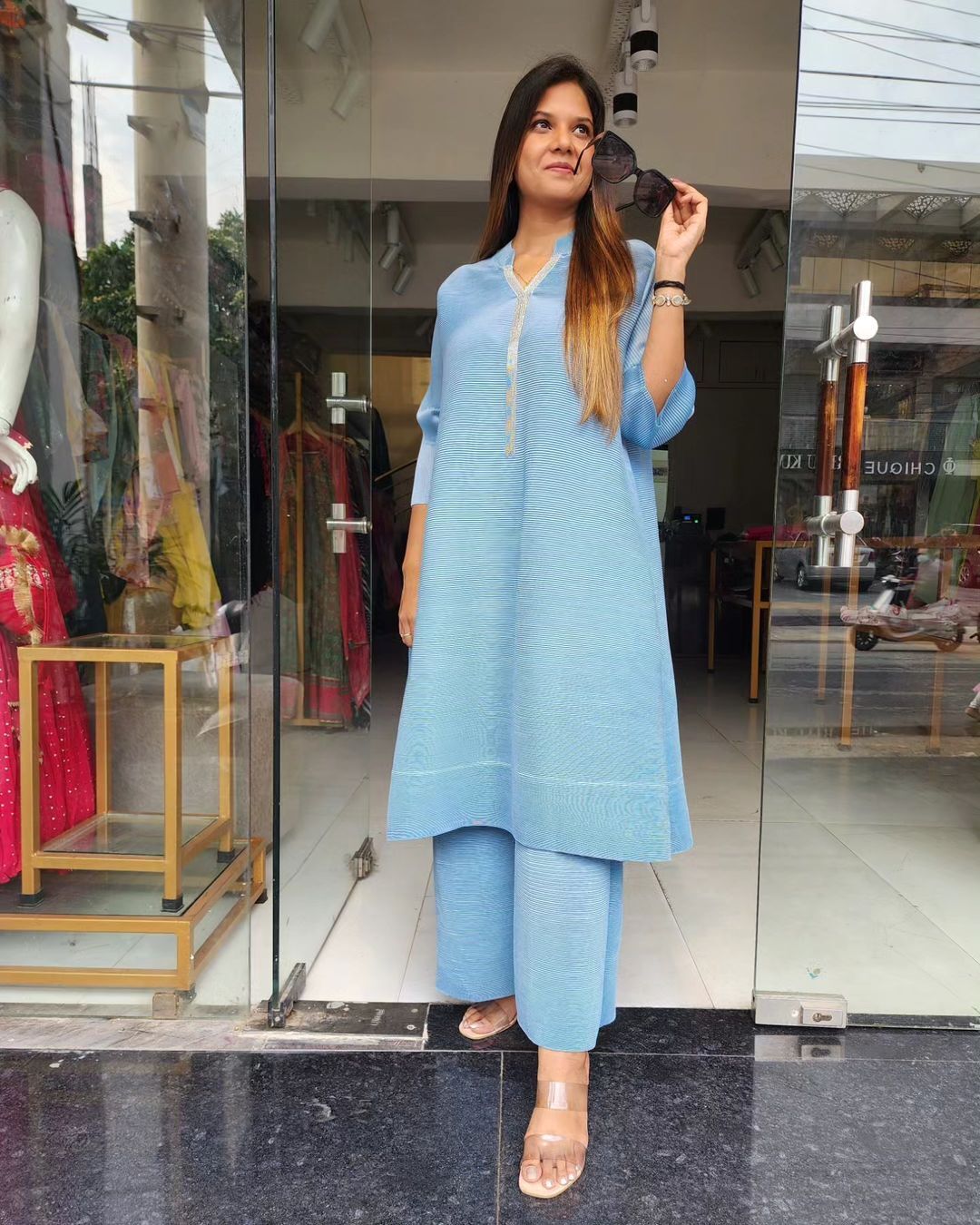 POWDER BLUE WRINKLE CORD SET