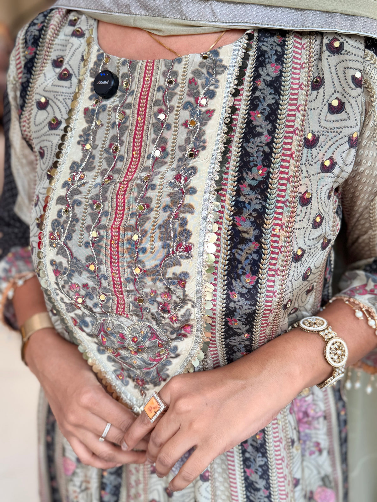 Crepe digital print anarkali suit