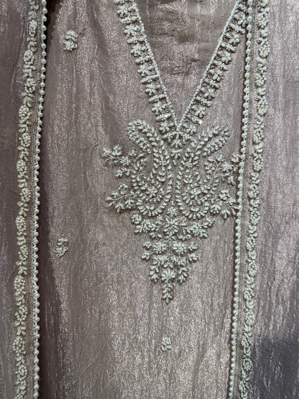Tissue embellished unstitched suit