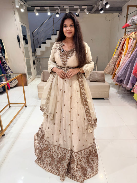 Short jacket long anarkali suit