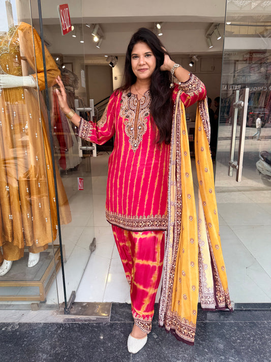 Crepe leheriya suit