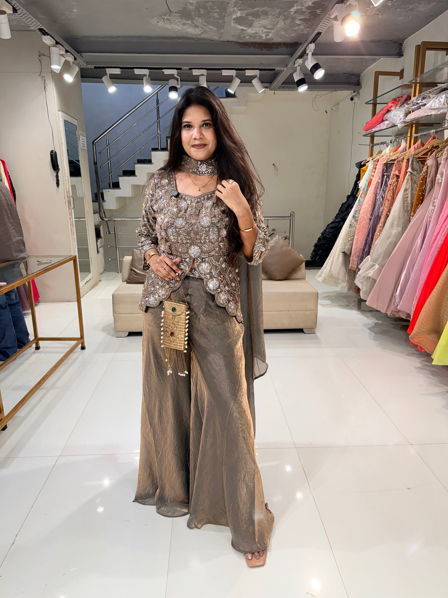 Short peplum indowestern dress