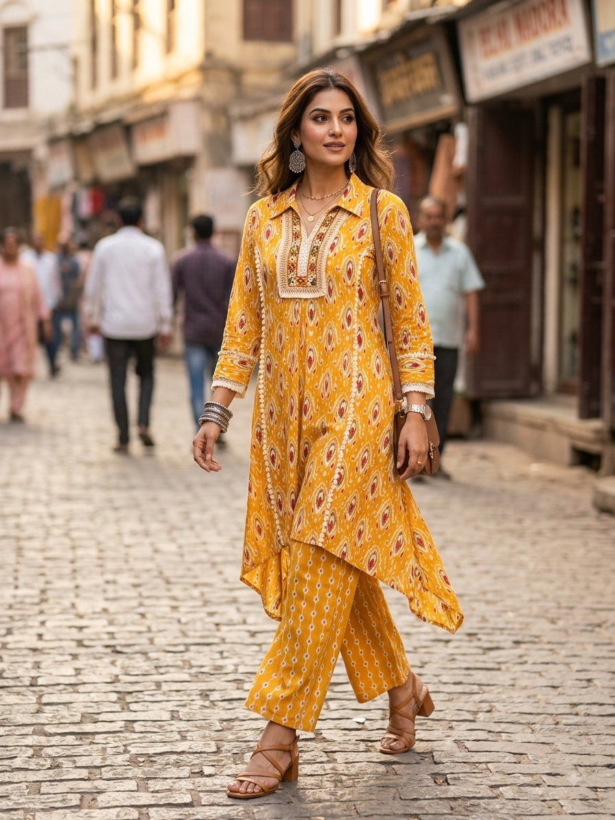 High low cotton schiffli co-ord set