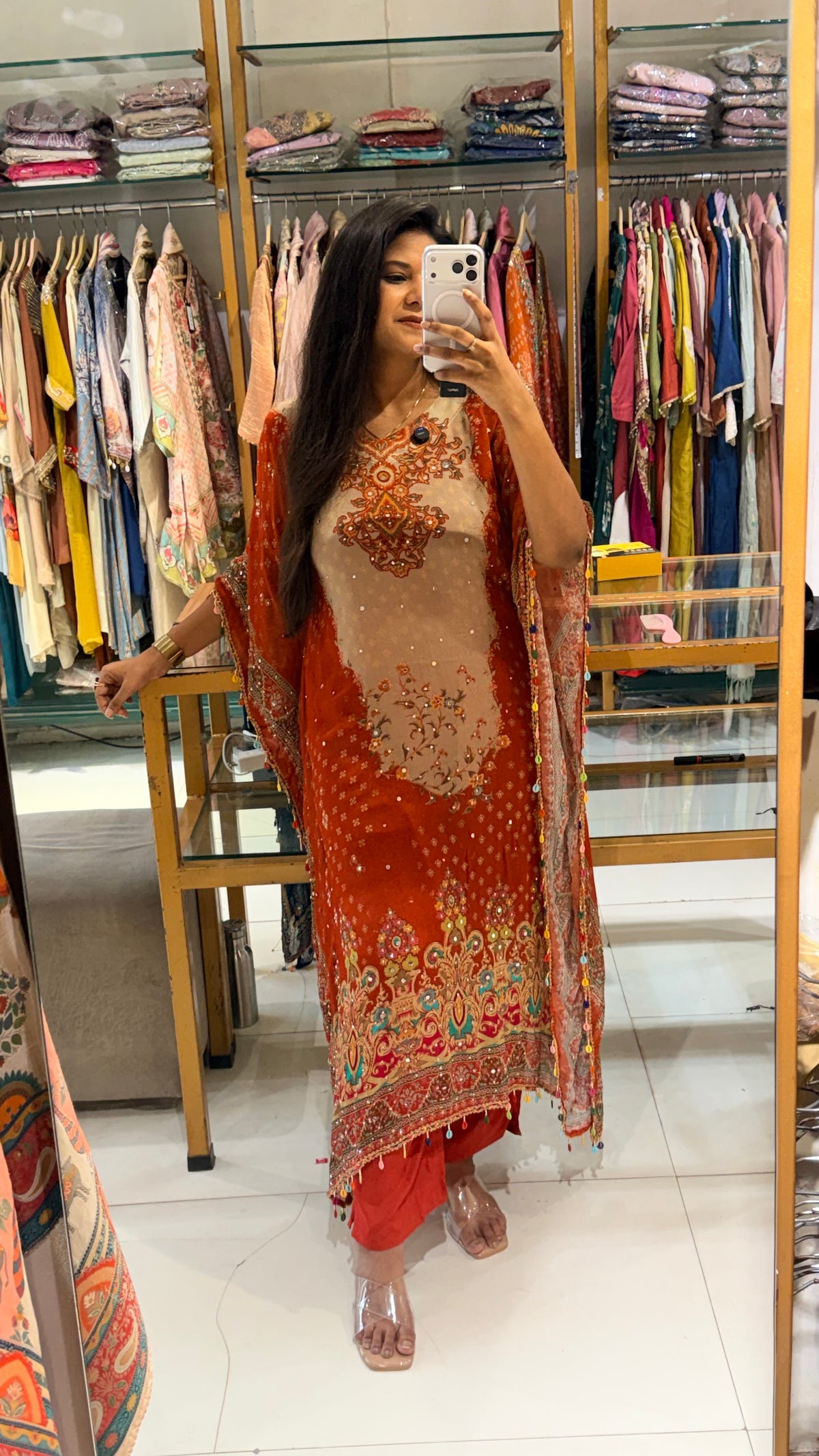 Digital print chinon kaftan set