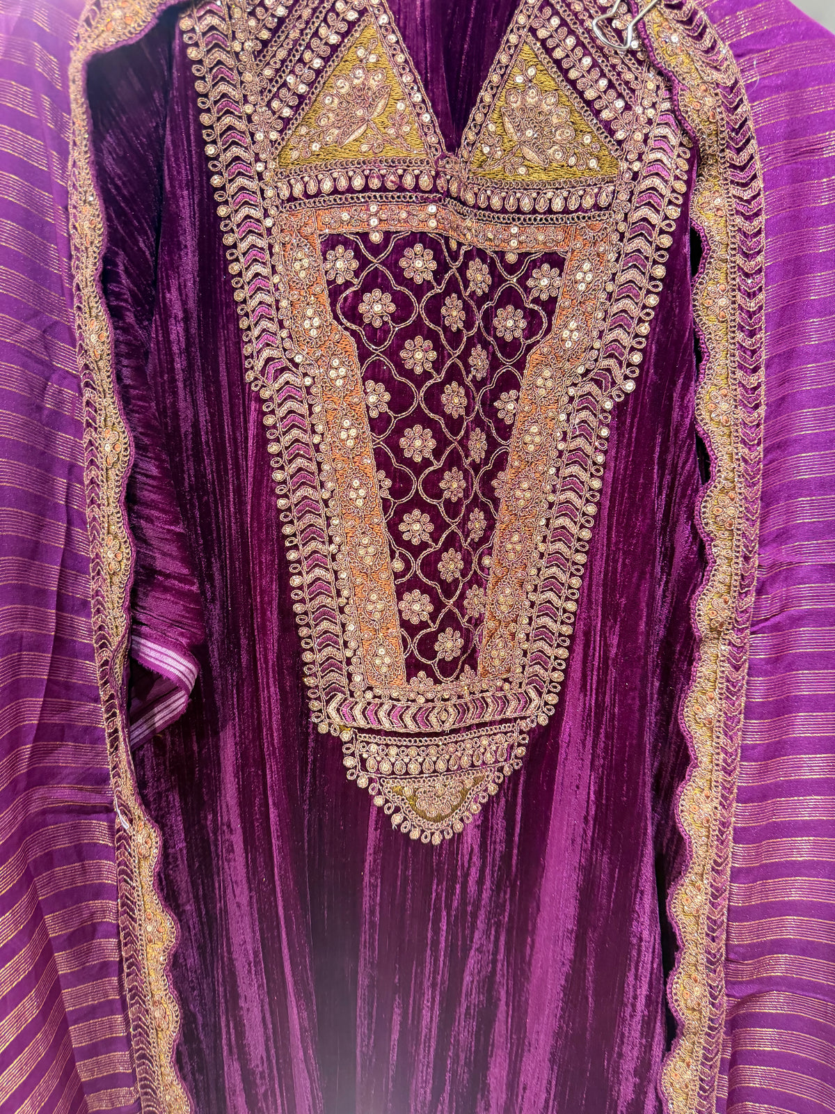 Wine unstitched velvet suit