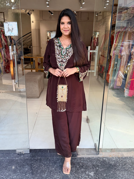 Crepe embellished co-ord set