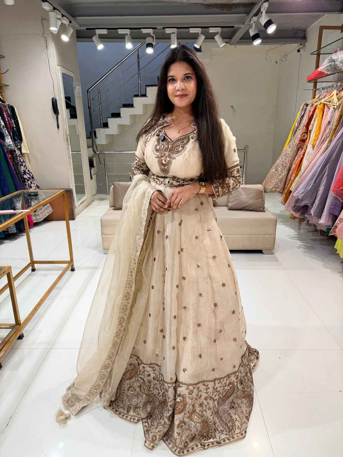 Short jacket long anarkali suit