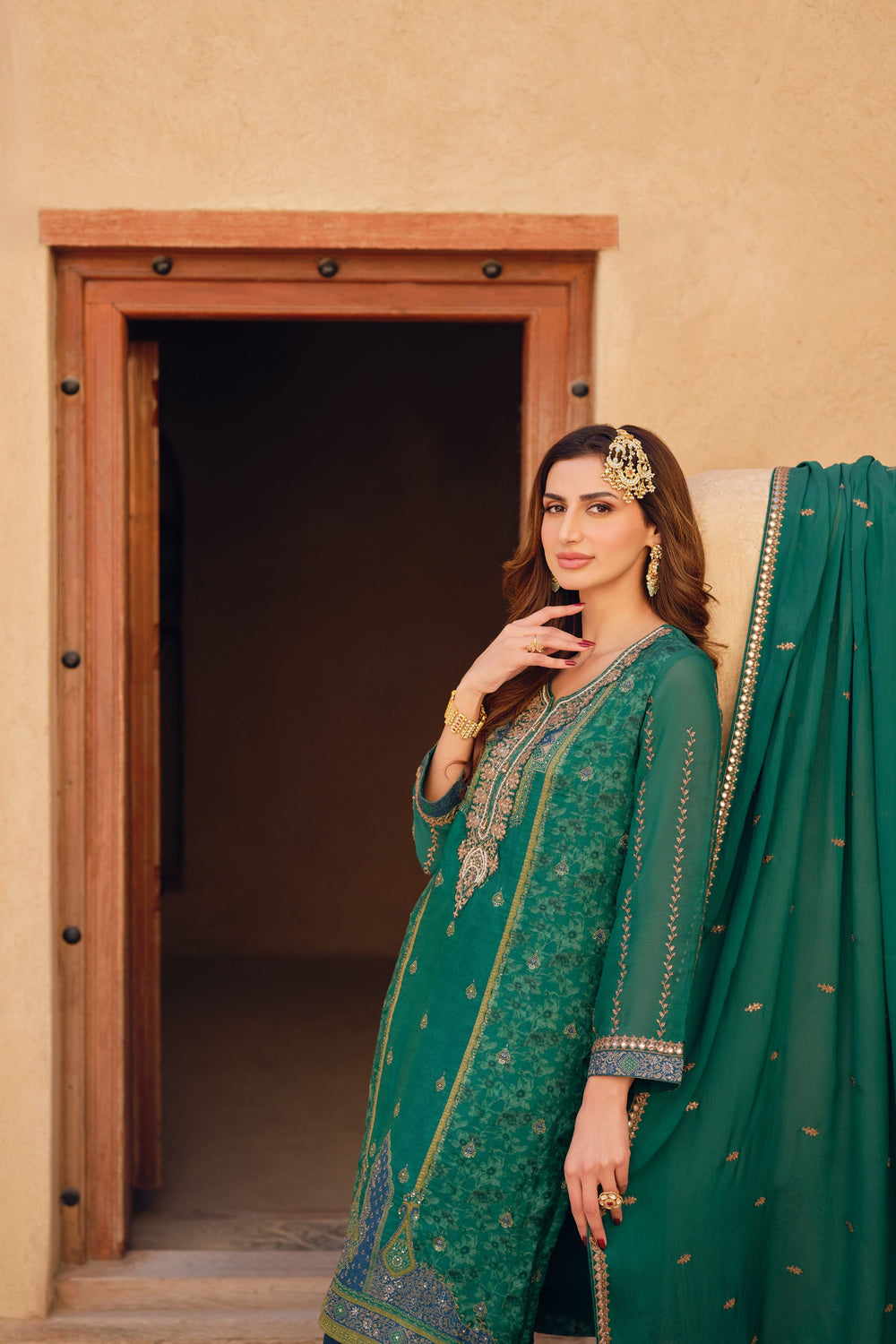 Shades of peacock sharara suit
